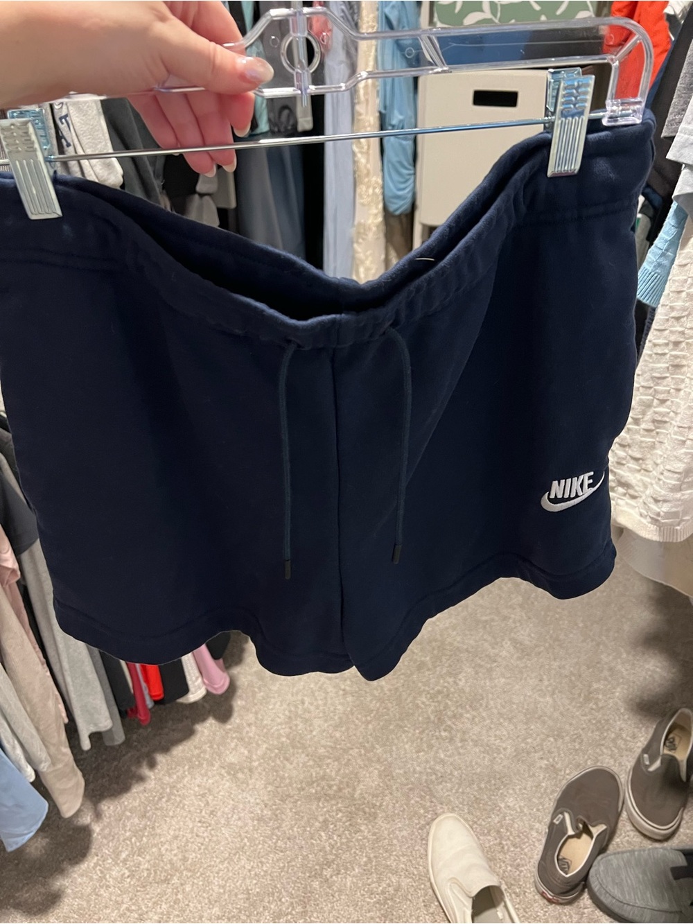 Nike Women’s Navy Fleece Shorts with Drawstring